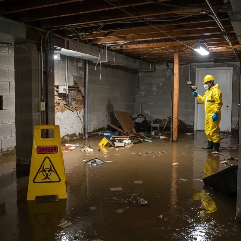 Flooded Basement Electrical Hazard in Casey, IL Property